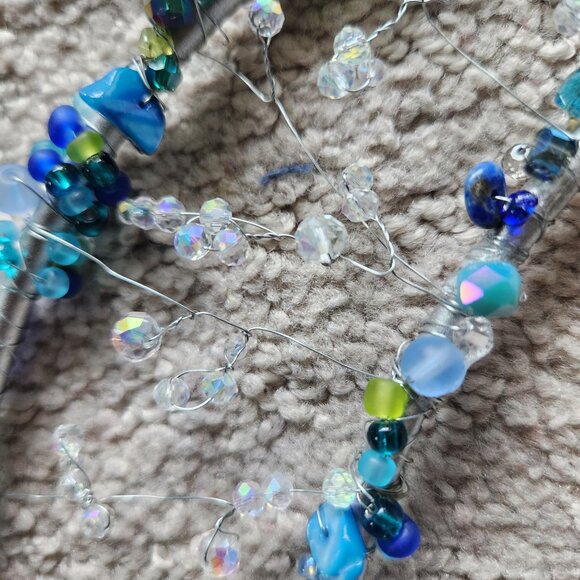 Sun catcher, handmade with crystals, wired on metal frame. 8.5x3in. - Picture 2 of 3